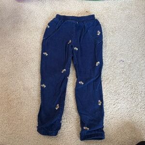 Mini Boden Navy Corduroy Pants with Floral Details